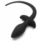 Черная анальная пробка с силиконовым хвостом Taboo