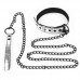 Ошейник с поводком на цепи Bondage Fetish Black Matt Collar With Leash серебристый Ошейник с поводком на цепи Bondage Fetish Black Matt Collar With Leash серебристый