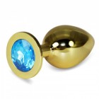 Анальная пробка с голубым стразом Golden Plug Large