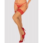 Нюдовые чулки с красной кружевной резинкой Mellania L/XL