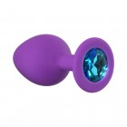 Анальная пробка Emotions Cutie Medium Purple light blue crystal