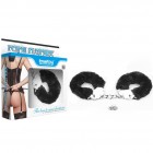 Черные металлические наручники с мехом Fetish Pleasure