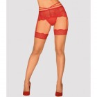 Нюдовые чулки с красным кружевом Loventy XXL/XXXL