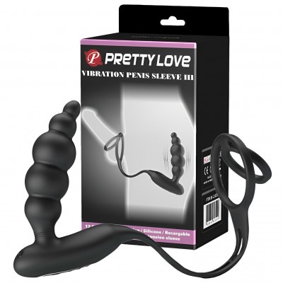 Анальная пробка с двойным эрекционным кольцом и вибрацией Pretty Love Vibration Penis Sleeve Анальная пробка с двойным эрекционным кольцом и вибрацией Pretty Love Vibration Penis Sleeve