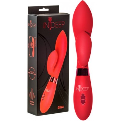 Вибратор с клиторальным отростком Indeep Gina Red 