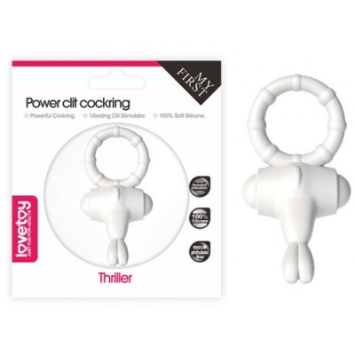 Белое виброкольцо POWER THRILL CLIT COCKRING