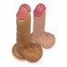 Фаллоимитатор на присоске с мошонкой мулат Dual-layered Liquid Silicone 21 см