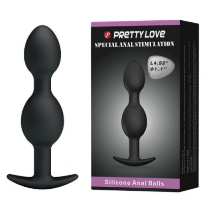 Черная анальная ёлочка со смещенным центром тяжести Pretty Love Anal Balls Черная анальная ёлочка со смещенным центром тяжести Pretty Love Anal Balls