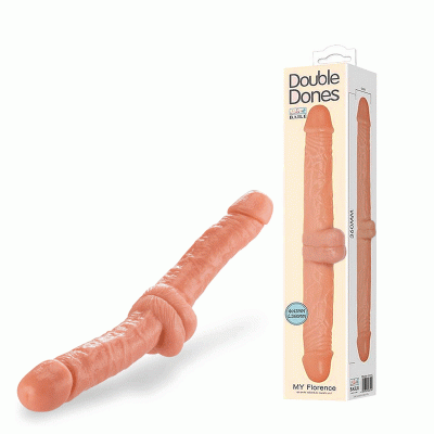 Двухголовый фаллоимитатор с двойной мошонкой