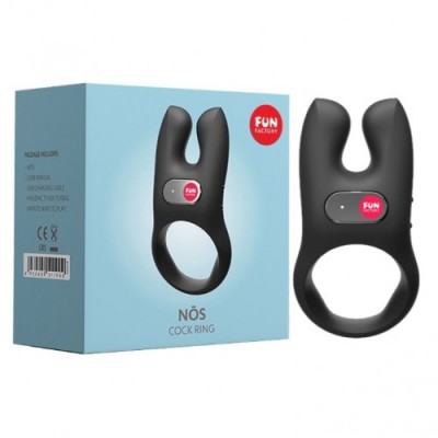 Эрекционное виброкольцо с клиторальным стимулятором Fun Factory Nos черное