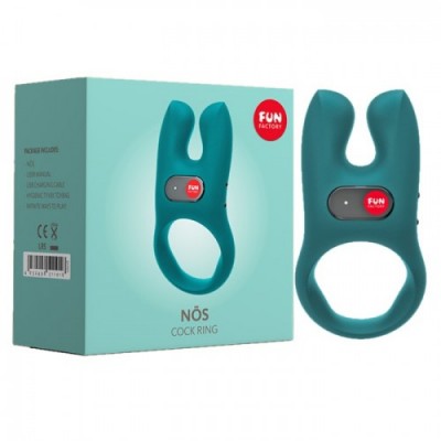 Эрекционное виброкольцом с клиторальным стимулятором Fun Factory Nos морская волна