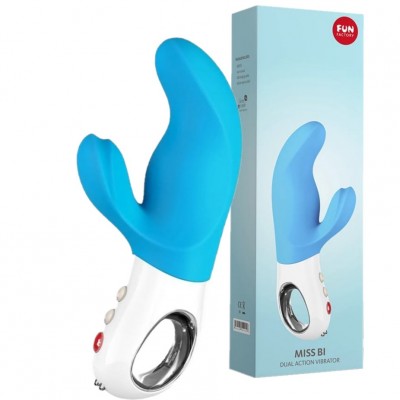 Вибратор с клиторальным стимулятором Fun Factory Miss Bi голубой