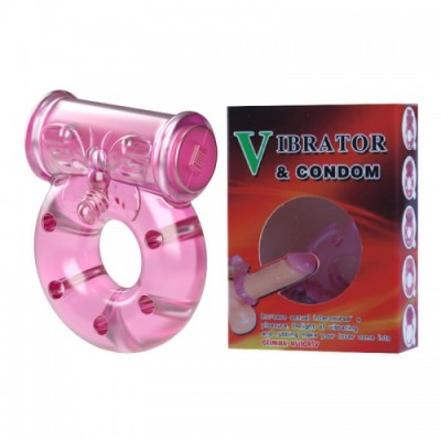 Эрекционное вибро-кольцо с презервативом Vibrator & Condom Эрекционное вибро-кольцо с презервативом Vibrator & Condom