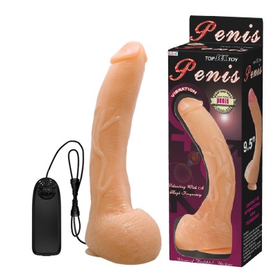 Вибратор с мошонкой на присоске 26 см