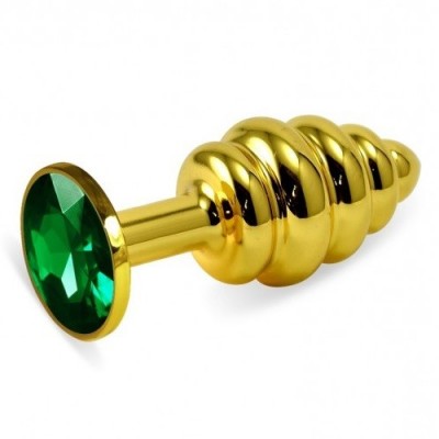 Анальная пробка Gold Small Plug рифленая зеленая Анальная пробка Gold Small Plug рифленая зеленая