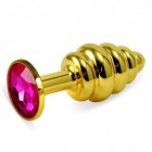 Анальная пробка Gold Small Plug рифленая фуксия
