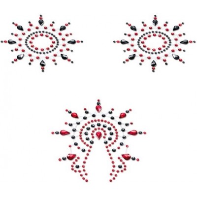 Пэстисы Breast & Pubic Jewelry черные и красные Crystal Stiker