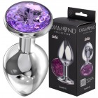 Большая анальная пробка Diamond Purple Sparkle XL серебро
