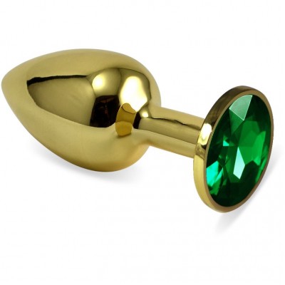 Анальное украшение со стразом Golden Plug Small изумруд