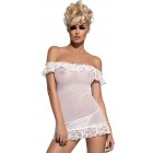 Полупрозрачная белая сорочка с кружевными рюшами Amoresa Chemise White L/XL