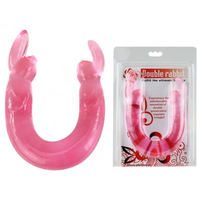 Двухголовый фаллоимитатор Double Rabbit розовый