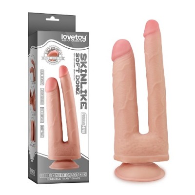 Двойной фаллоимитатор с присоской Skinlike Double Penetration Soft Cock 25 см