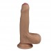 Фаллоимитатор необрезанный на присоске с мошонкой 7 in Dual layered Uncircumcised Liquid Silicone Nature Cock Flesh