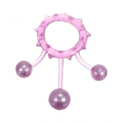 Кольцо с 3 утяжеляющими шариками розовое Ball Banger Cock Ring Кольцо с 3 утяжеляющими шариками розовое Ball Banger Cock Ring