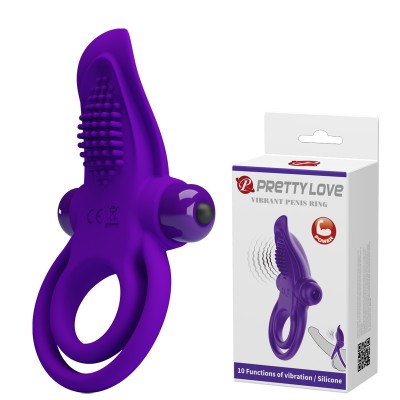 Двойное эрекционное виброкольцо Pretty Love Vibrant Penis Ring с язычком фиолетовое Двойное эрекционное виброкольцо Pretty Love Vibrant Penis Ring с язычком фиолетовое