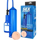 Вакуумная помпа Sex Expert с реалистичной насадкой в виде вагины синяя