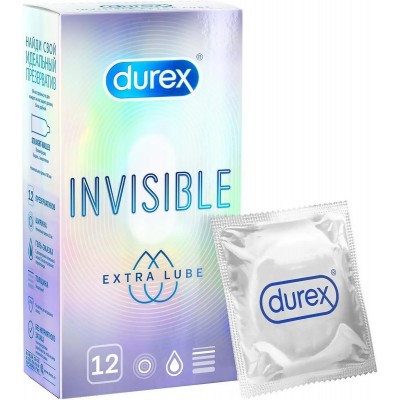 Презервативы Durex №12 Invisible Extra Lube ультратонкие c дополнительной смазкой Презервативы Durex №12 Invisible Extra Lube ультратонкие c дополнительной смазкой