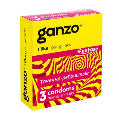 Презервативы Ganzo №3 Extase точечно-ребристые Презервативы Ganzo №3 Extase точечно-ребристые