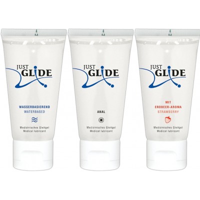Набор из 3 гелей-любрикантов на водной основе Just Glide, 3 х 50 мл Набор из 3 гелей-любрикантов на водной основе Just Glide, 3 х 50 мл
