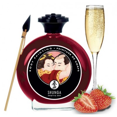 Декоративная крем-краска для тела Shunga Sparkling Strawberry Wine клубника с шампанским 100 мл Декоративная крем-краска для тела Shunga Sparkling Strawberry Wine клубника с шампанским 100 мл