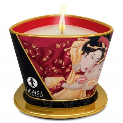 Массажное аромамасло Shunga Romance Sparkling Strawberry Wine c ароматом клубники и шампанского 170 мл