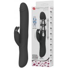 Вибромассажер Byron с клиторальным стимулятором и движущимися в стволе шариками черный