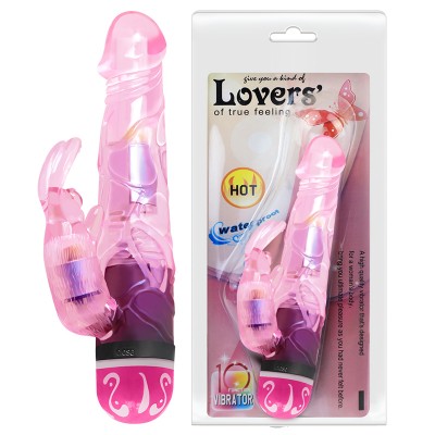 Розовый вибратор с клиторальным стимулятором Lovers