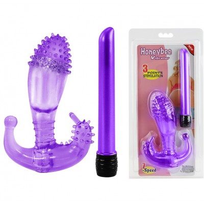 Вибростимулятор с насадкой Honeybee Vibrator фиолетовый Вибростимулятор с насадкой Honeybee Vibrator фиолетовый