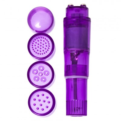 Фиолетовый мини-стимулятор Erotist Adult Toys с насадкам Фиолетовый мини-стимулятор Erotist Adult Toys с насадкам