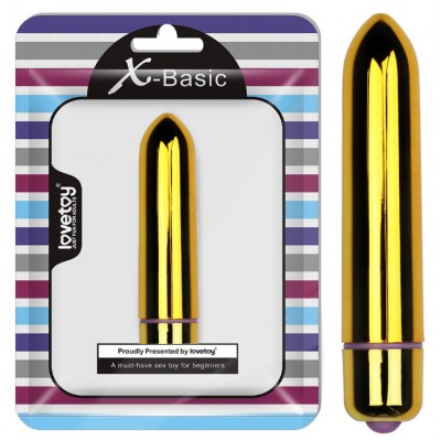 Золотистая вибропуля X-Basic Bullet Long Lovetoy с 10 режимами вибрации Золотистая вибропуля X-Basic Bullet Long Lovetoy с 10 режимами вибрации