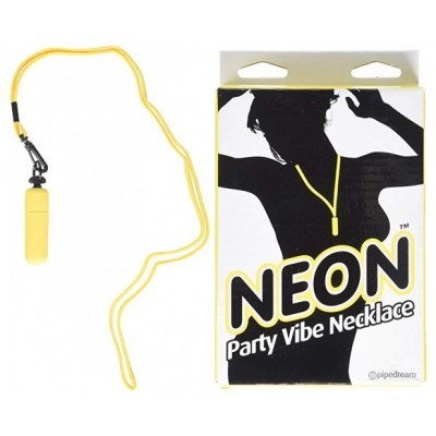 Вибро-пуля  желтого цвета на шнурке Neon Party Vibe Necklace