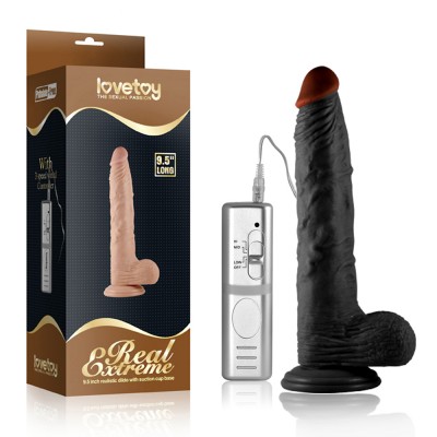 Фаллоимитатор с вибрацией на присоске кофейный Real Extreme Large 9.5”