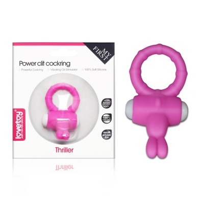Розовое виброкольцо POWER THRILL CLIT COCKRING