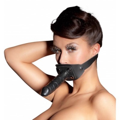 Кожаный кляп-страпон с латексным фаллосом Zado Fetish