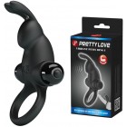 Эрекционное виброкольцо Pretty Love Vibrant Penis Ring I с клиторальным стимулятором черное