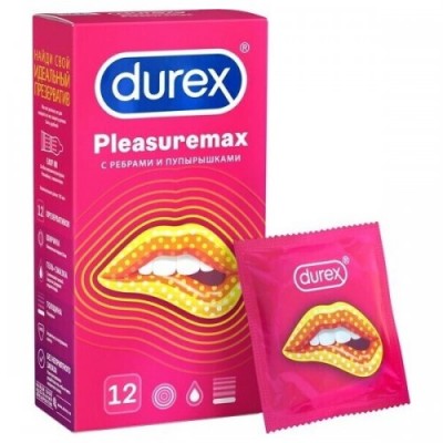 Презервативы Durex №12 Pleasuremax с ребрами и пупырышками для стимуляции обоих партнеров Презервативы Durex №12 Pleasuremax с ребрами и пупырышками для стимуляции обоих партнеров