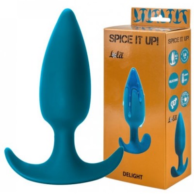 Анальная пробка со смещенным центром тяжести Spice it up Delight Aquamarine аквамаринового цвета
