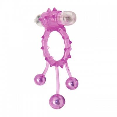 Виброкольцо с 3 утяжеляющими шариками розовое Ball Banger Cock Ring