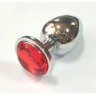 Анальная пробка из алюминия с кристаллом  Ruby L