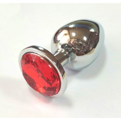 Анальная пробка из алюминия с кристаллом  Ruby L